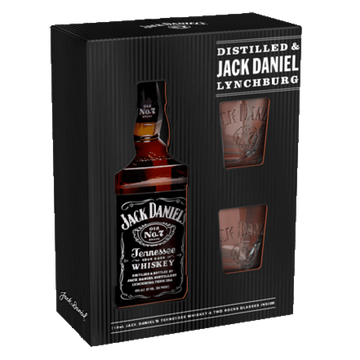 Jack Daniels 700mL + 2 Glasses Gift Pack